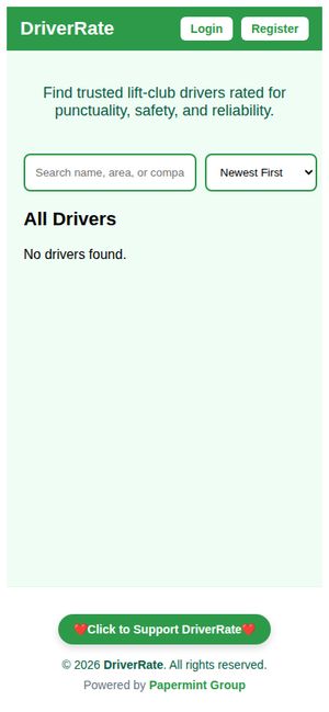 DriverRate on a phone