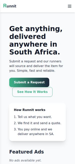 Runnit web app on a phone
